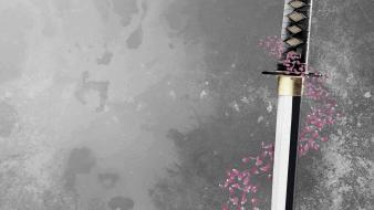 Cherry blossoms katana wallpaper