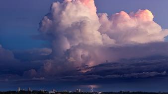 Cities clouds lightning storm wallpaper