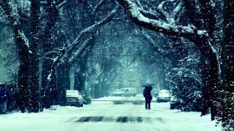 Night sky snow winter wallpaper