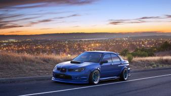 Subaru impreza wrx sti cars cities lights rims wallpaper
