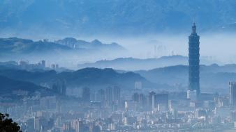 Taipei 101 taiwan blue cities cityscapes wallpaper