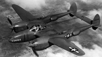 Aircraft black and white lightning lockheed military wallpaper
