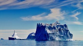 Greenland blue clouds ice icebergs wallpaper