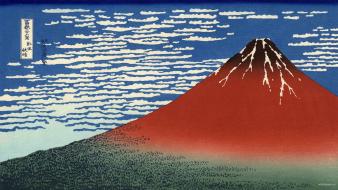 Mount fuji red thirty-six views of artwork wallpaper