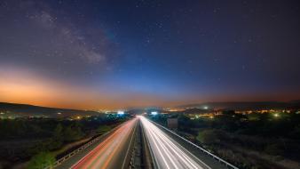 Night highway wallpaper