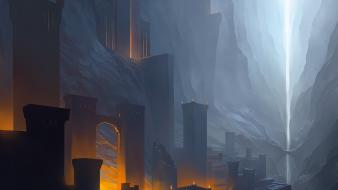 Noah bradley arches artwork buildings concept art wallpaper