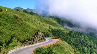 Taiwan clouds grass hills hillside wallpaper