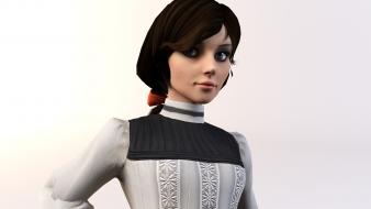 3d girls bioshock infinite elizabeth comstock simple background wallpaper