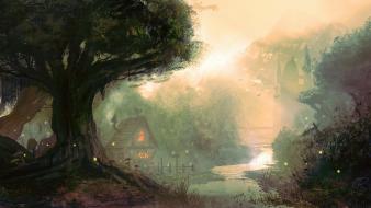 Artwork brook countries countryside fantasy art wallpaper