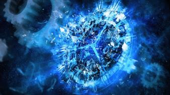 Blue fantasy clock wallpaper