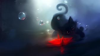 Cat and origami background wallpaper