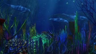Cgi artwork digital art dolphins fish wallpaper