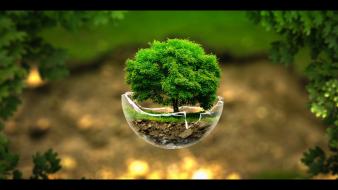 Green nature photo manipulation spheres surreal wallpaper