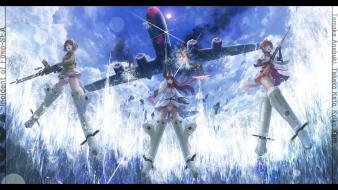 Anabuki tomoko katou keiko takeko strike witches aircraft wallpaper