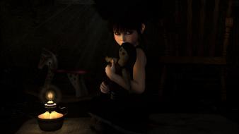 Artistic candles children creepy dark wallpaper
