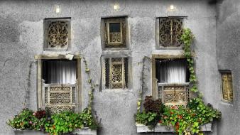 Balcony house man-made old wallpaper