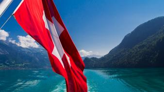 Brienz switzerland flags lake, lakes wallpaper