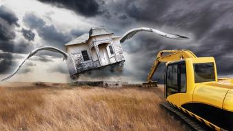 Bulldozer creative digital art fantasy farm wallpaper