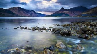 Dark clouds landscapes mountains nature sea wallpaper