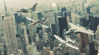 Fighting falcon new york city p-51 mustang wallpaper