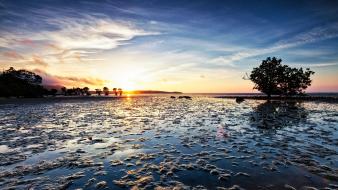 Japan beaches blue clouds dawning wallpaper
