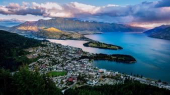 Lake wakatipu new zealand queenstown bay landscapes wallpaper