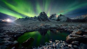 Sun aurora borealis blue dawning green wallpaper