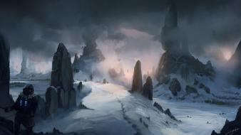 Artwork digital art fog landscapes mountains wallpaper