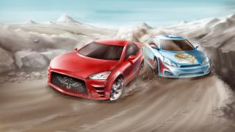 Artwork races sport cars wallpaper
