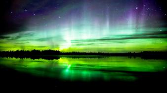 Aurora borealis lakes waterscapes zoltan wallpaper