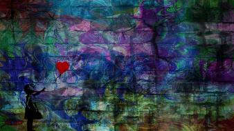 Banksy balloons red wallpaper