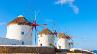 Beaches holidays sea windmills wallpaper