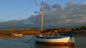 Boats landscapes nature sea skies wallpaper