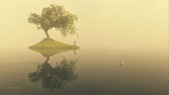 Bottles digital art fantasy lone tree wallpaper