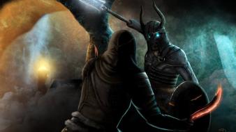 Elder scrolls v: skyrim artwork daggers dungeons wallpaper