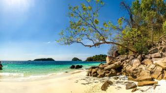 Emerald thailand beaches beige green wallpaper