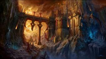 Fan ming artwork bridges dragons fantasy art wallpaper