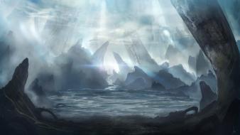 Fantastic monks digital art fantasy fog wallpaper
