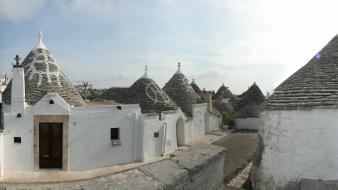 Italia italy alberobello puglia landscapes panorama wallpaper
