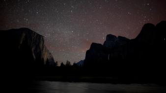 Starry night digital art hills landscapes nature wallpaper