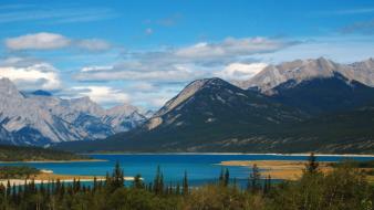 Abraham lake alberta canada blue clouds wallpaper