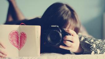Cameras girlycard hearts love you wallpaper