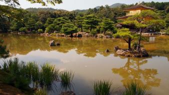 Japan temple gold golden lakes wallpaper
