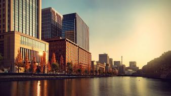 Japan tokyo autumn cityscapes sunset wallpaper
