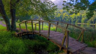 Wooden bridge nature wallpaper