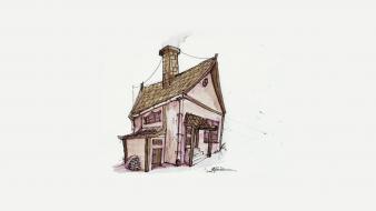 Artwork house simple background sketch wallpaper