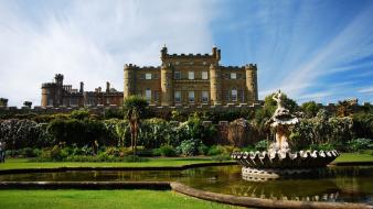 Garden buildings skies wallpaper