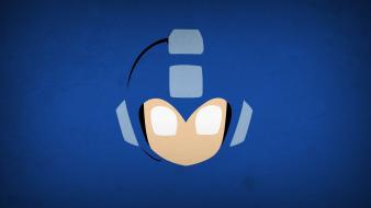 Minimalistic superheroes mega man blue background blo0p wallpaper