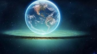 Outer space earth pearl wallpaper