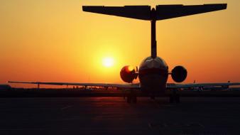 Sunset aircraft artistic sunlight jet wallpaper